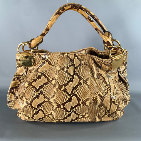 MIU MIU Tan Brown Snakeskin Snakeskin Leather Hobo Handbag