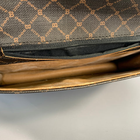 BALLY Brown Black Monogram Leather Wristlet Bag