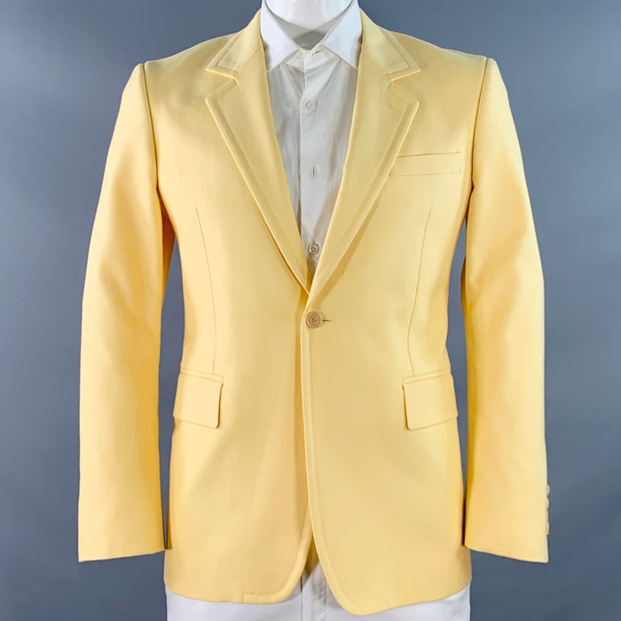 ALEXANDER MCQUEEN Size 42 Yellow Cotton Notch Lapel Single Button Sport Coat