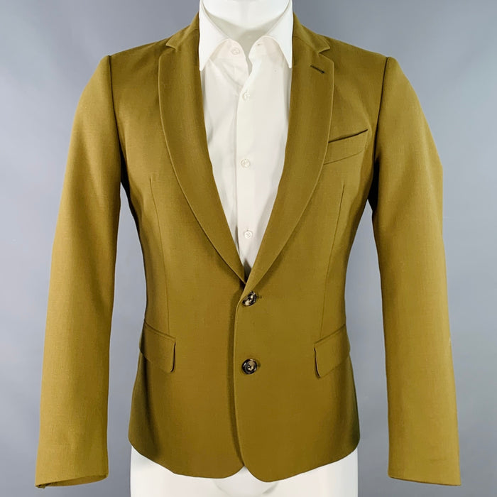 DRIES VAN NOTEN Size 36 Khaki Polyester Wool Single Breasted Sport Coat