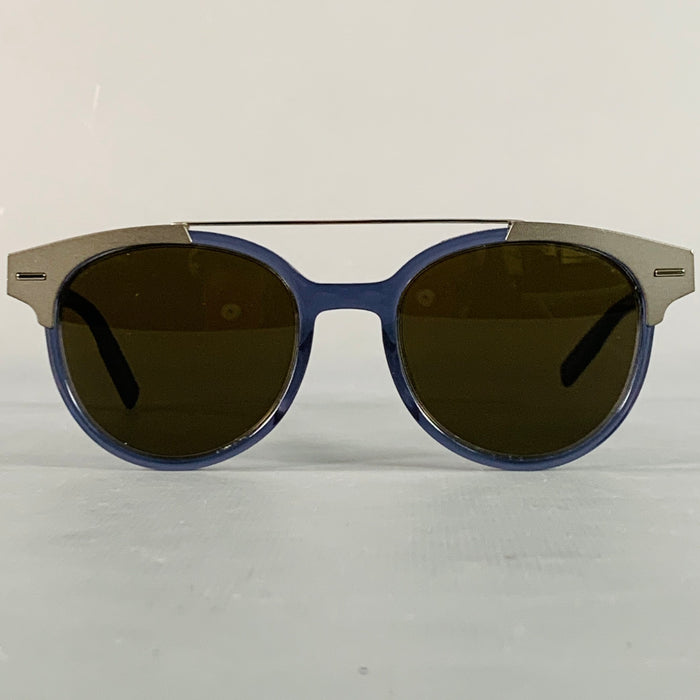 DIOR HOMME Lunettes de Soleil Aviateur en Acétate Argent et Bleu Marine
