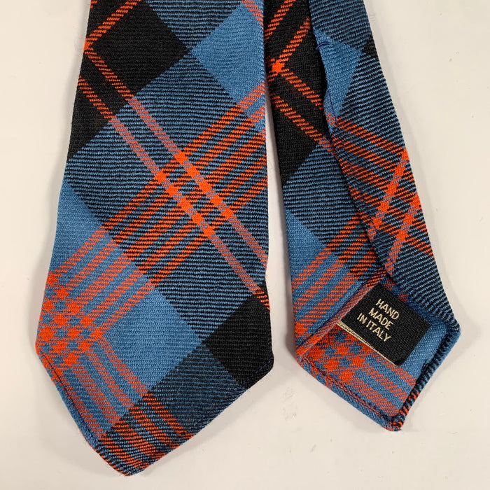 RRL by RALPH LAUREN Blue Orange Tartan Wool Tie