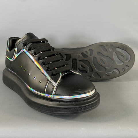 ALEXANDER MCQUEEN Size 9 Black Silver Leather Lace Up Lace Up Shoes