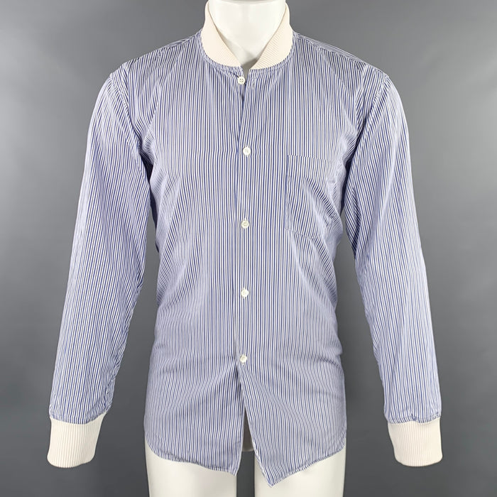 COMME des GARCONS Size M Blue White Stripe Cotton Long Sleeve Shirt
