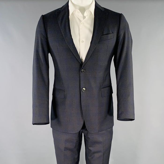 ARMANI COLLEZIONI Size 38 Navy Charcoal Grey Checkered Suit
