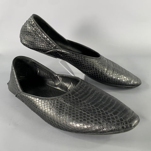 HAIDER ACKERMANN Size 8 Black Snake Leather Loafers