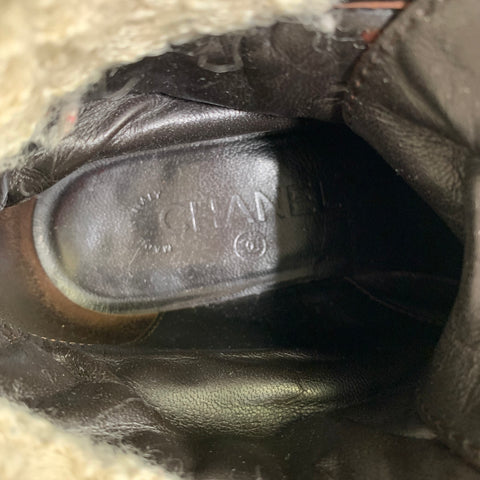 CHANEL Size 8 Brown Leather Distressed Ankle Boots