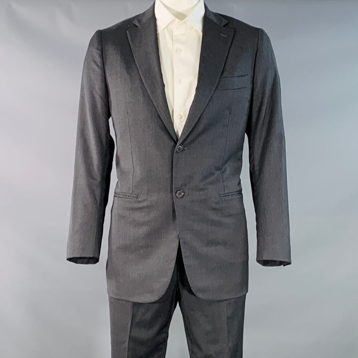 ISAIA Size 42 Regular Grey Wool Twill Notch Lapel Suit
