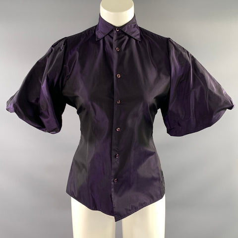 RALPH LAUREN Size 4 Purple Silk Button Up Blouse