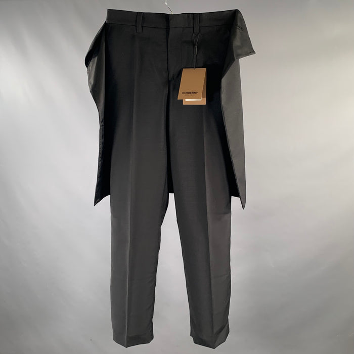 BURBERRY Size 30 Black Mohair / Wool Zip Fly Dress Pants