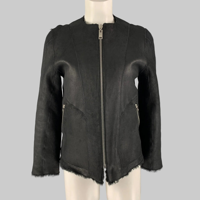 ISABEL MARANT Size 6 Black Leather Shearling Reversible Jacket