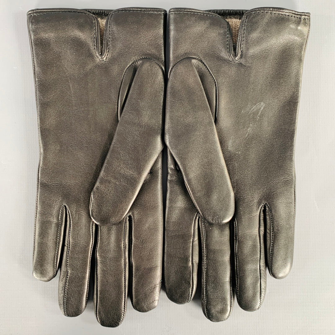 YVES SAINT LAURENT Size 9 Black Leather Gloves