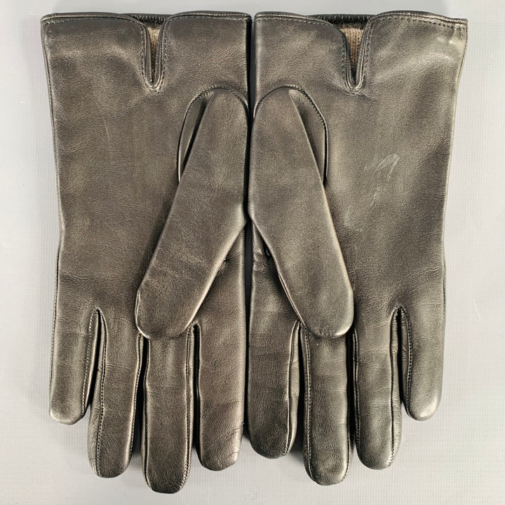 YVES SAINT LAURENT Size 9 Black Leather Gloves