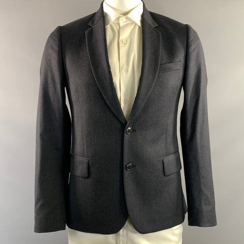 PAUL SMITH Chest Size 40 Grey Dark Grey Wool Silk Notch Lapel Sport Coat