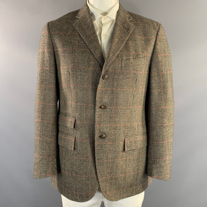 POLO by RALPH LAUREN Chest Size 42 Beige Black Glen Check Sport Coat