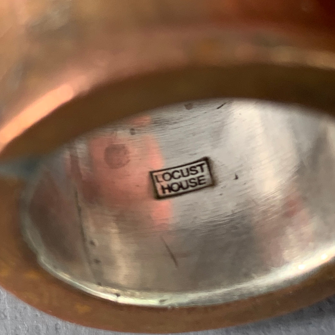 LOCUST HOUSE Ring Size 9 Copper Gold Hammered Sterling Silver Saddle Ring