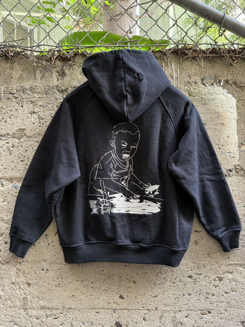 ENFANTS RICHES DEPRIMES ERD M Black Embroidery Cotton Hooded Sweatshirt