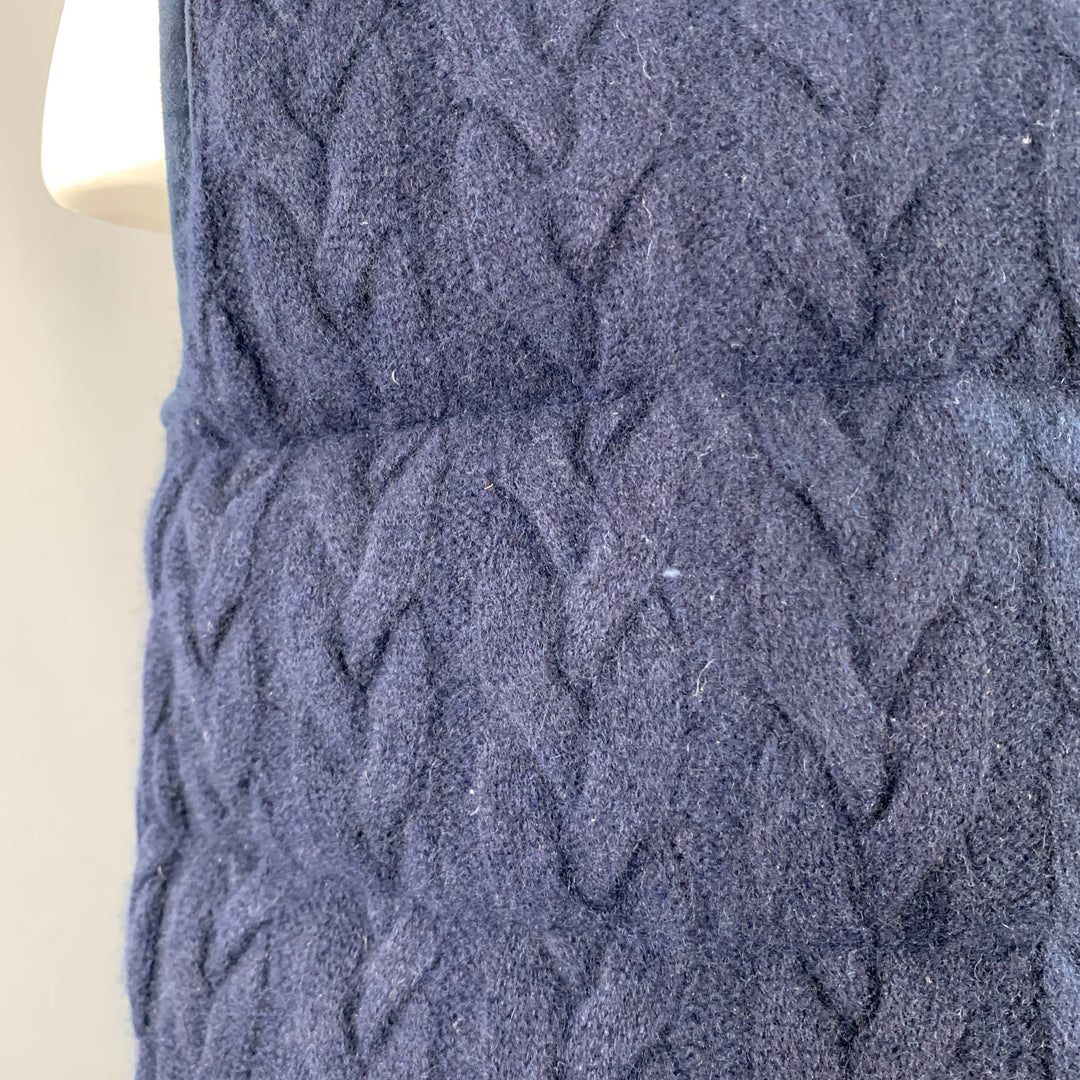 NO BRAND Size M Navy Cashmere Polyester Reversible Cable Knit Puffer Vest