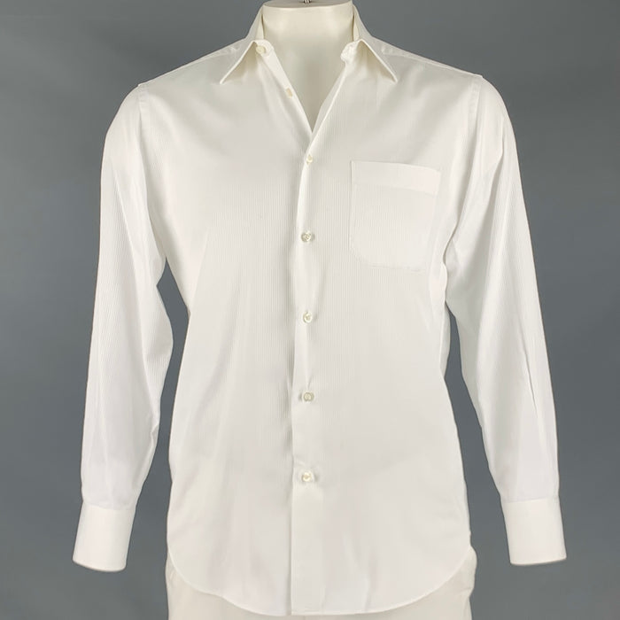 HUGO BOSS Size S White Stripe Cotton One Pocket Long Sleeve Shirt