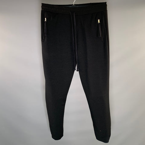 THOM KROM Size L Black Polyester & Modacrylic Sweatpants Casual Pants