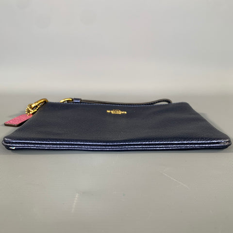 COACH HOL2018 Purple Navy 39250 Metallic Pebble Grain Leather Pouch