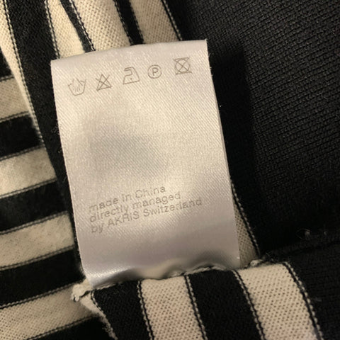 AKRIS Size M White Black Wool Stripe Scoop Neck Pullover Womens