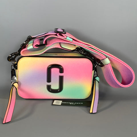 MARC JACOBS SS2020 Pink Teal Rainbow Leather Shoulder Bag