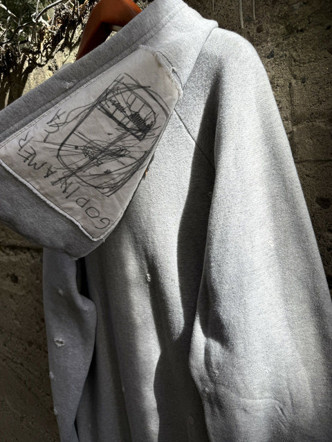 ENFANTS RICHES DEPRIMES ERD XL Grey Patch Cotton Hooded Sweatshirt