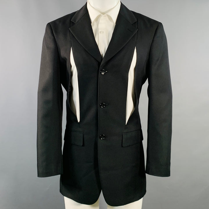 COMME des GARCONS HOMME PLUS AD2024 Size M Black Twill Wool Cutout Sport Coat