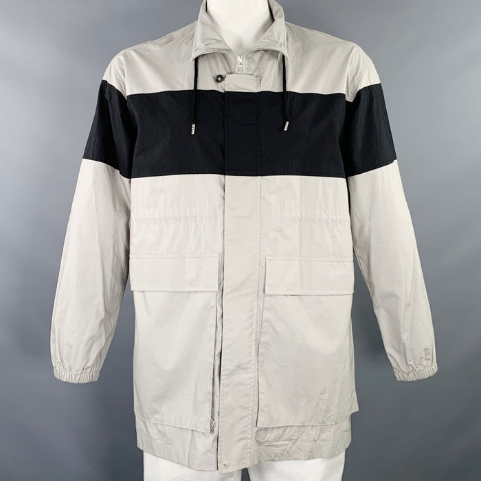 JOHN ELLIOTT Season Nine Size L Grey Black Stripe Cotton Windbreaker Jacket