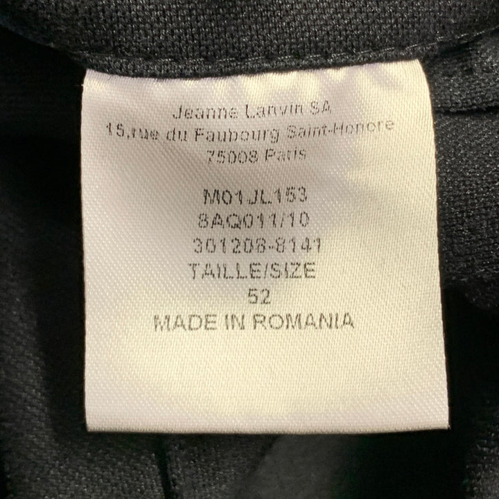 LANVIN Size L Black Silk Cotton Notch Lapel Jacket
