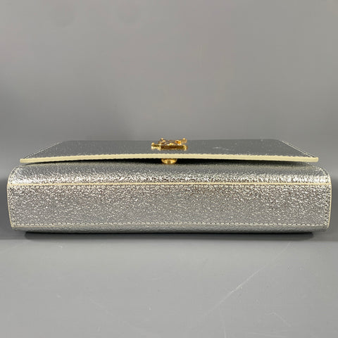 YSL Silver Gold 657228 Metallic Leather Cross Body Bag