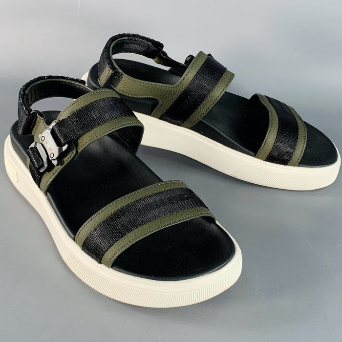 BALLY Size 7 Jere Black Charcoal Nylon Rubber Sole Buckle Sandals