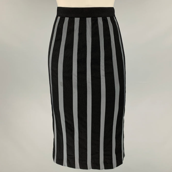 JEAN PAUL GAULTIER Size 4 Black Grey Stripe Pencil Skirt