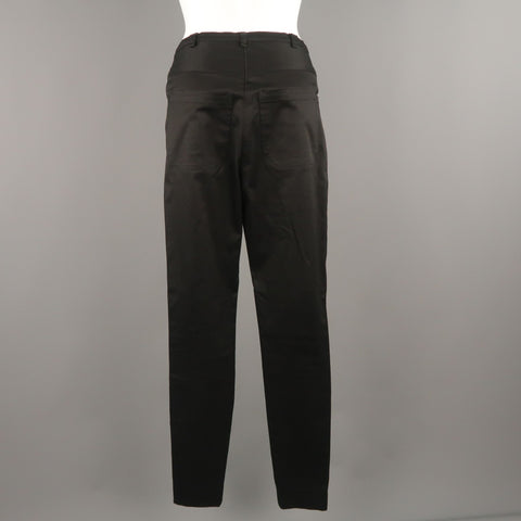 BALENCIAGA Size 4 Black Cotton High Rise Fitted Moto Dress Pants