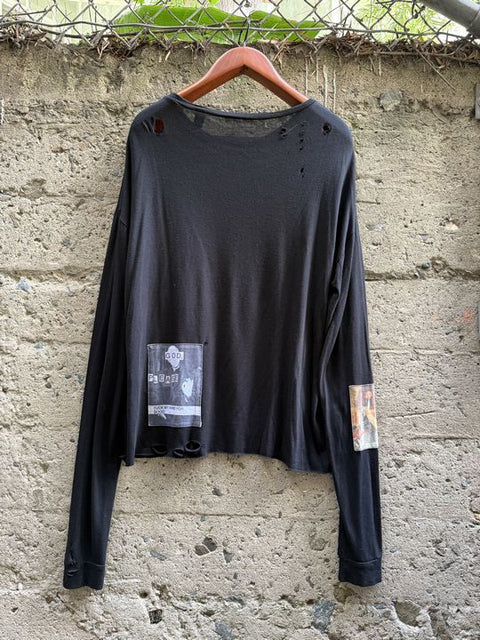 ENFANTS RICHES DEPRIMES M Black Patches Modal Blend Scoop Neck Pullover