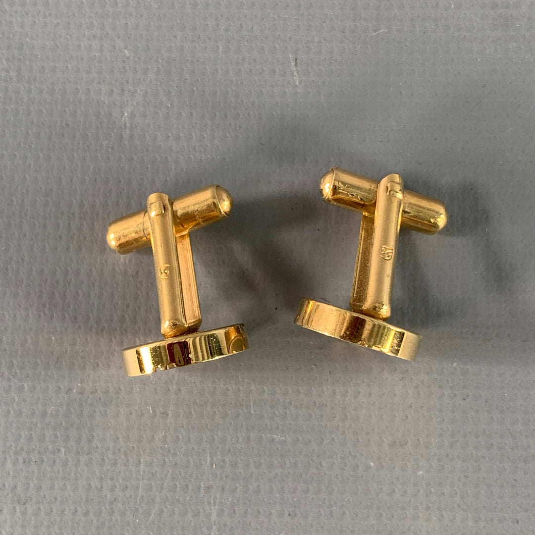 DUNHILL Gold Silver Metal Monogram Cuff Links