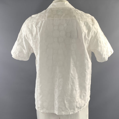 TED BAKER Size XXL White Circles Cotton Button Up Short Sleeve Shirt