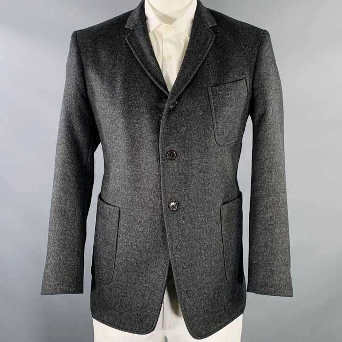 BLACK FLEECE Size 46 Charcoal Camel Hair Notch Lapel Sport Coat