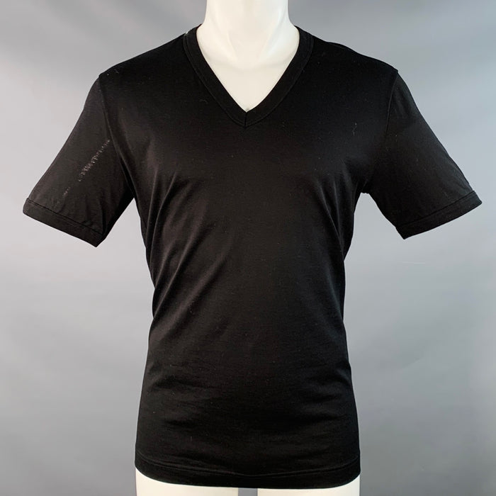 DOLCE & GABBANA Size M Black Cotton Jersey V-Neck T-shirt