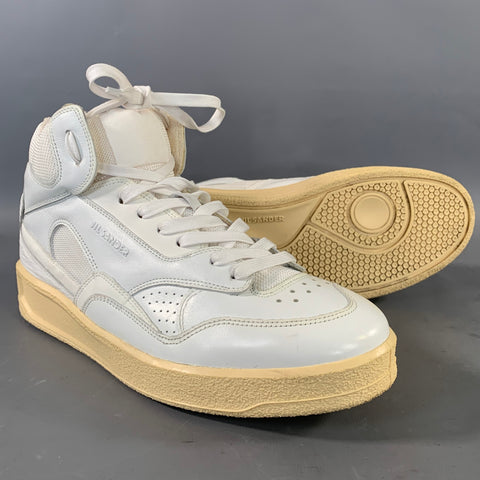 JIL SANDER Size 8 White Leather High Top Sneakers