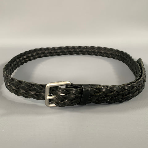 COACH Size 34 Black Braided Leather Belt