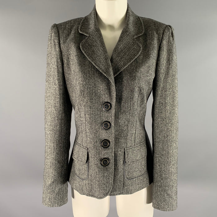 DOLCE & GABBANA Size 8 Grey Black Wool Blend Stripe Blazer