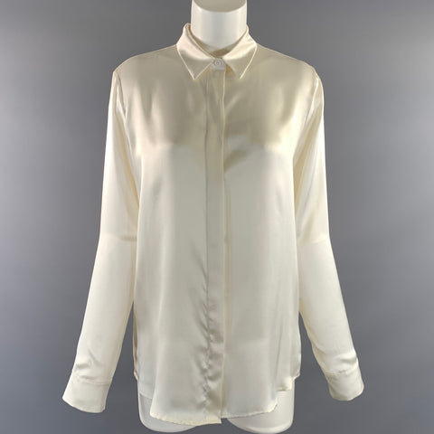 ENZA COSTA Size S White Silk Button Up Blouse