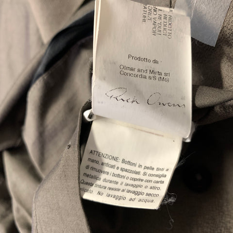 RICK OWENS SS2012 Chest Size 40 Khaki Cotton & Silk Notch Lapel Sport Coat