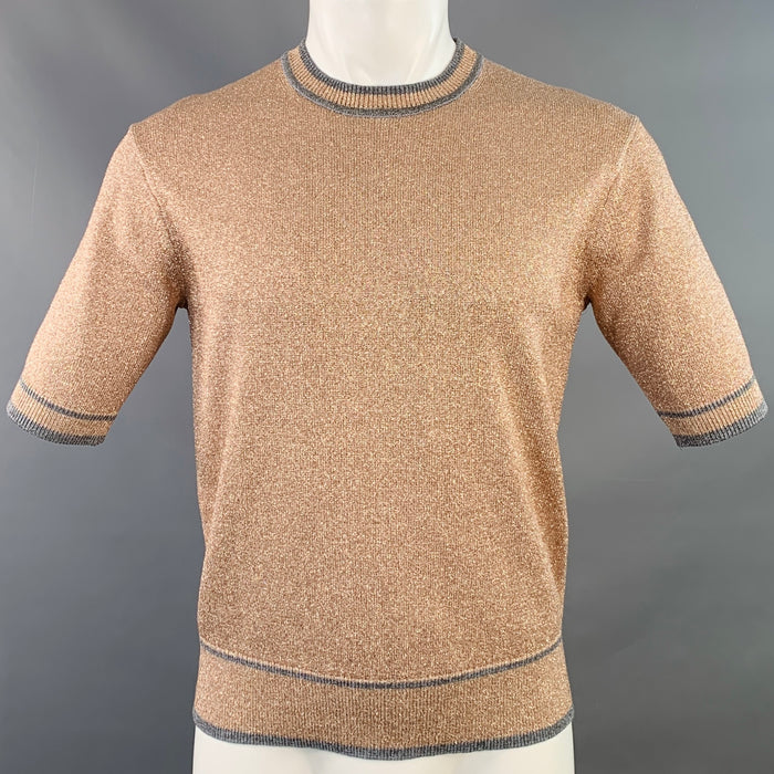 MARC JACOBS Size XS Rose Grey Metallic Viscose Blend Crew Neck Pullover