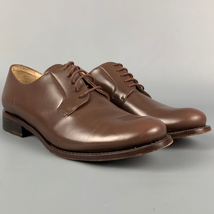 JIL SANDER Size 6.5 Brown Leather Derby Lace-Up Shoes