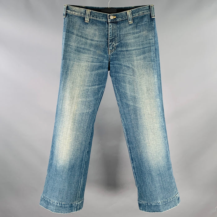 GUCCI Size 32 Blue Cotton Wide Leg Straight Selvedge Jeans