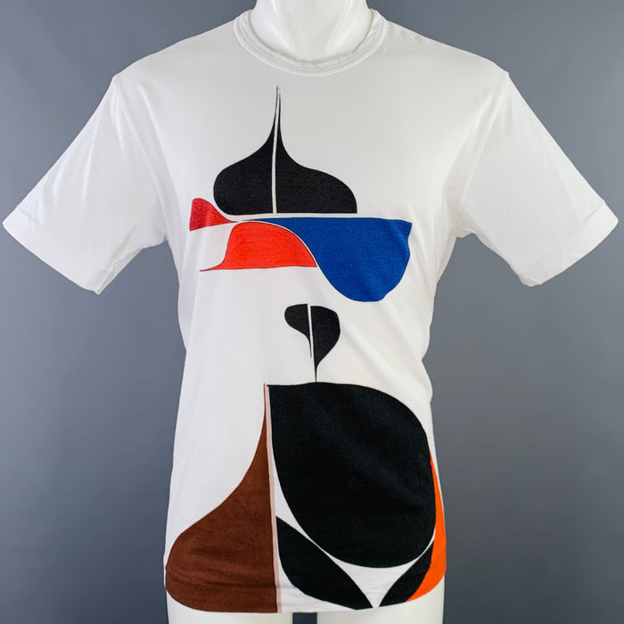 COMME des GARCONS Size M White Multi Color Color Block Cotton T-shirt
