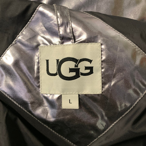 UGG Size L Silver Polyester Metallic Hooded Coat